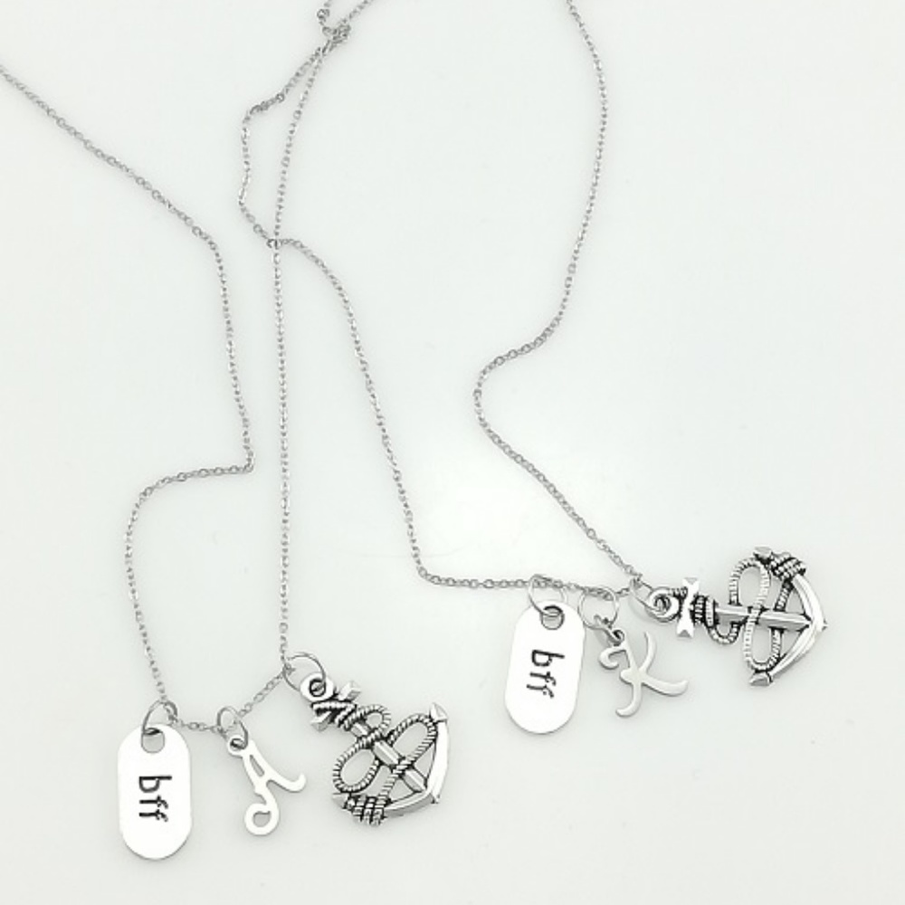 BFF Necklace – Anchor Charm With Italic Lettering